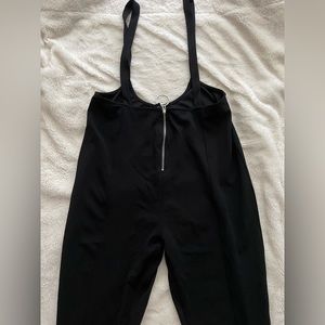 Black suspender jumpsuit with zipper
